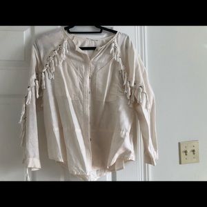 Fringe sleeve button top